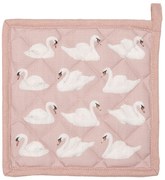 Ružová podložka pod hrniec s labuťami - 20 * 20 cm