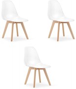 Set troch jedálenských stoličiek KITO priesvitné / naturálne nohy (3 ks)