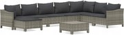 vidaXL 9-dielna sedacia súprava do záhrady, vankúše, Pe ratan, sivá