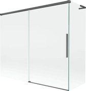 Mexen Rox, L posuvná 2-krídlová vaňová zástena 180 + 80 x 150 cm, 8mm číre sklo, brúsený grafit profil, 8C9L-180-080-66-00