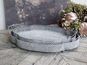 Set 2ks dekoračné plechové podnosy s patinou Trao - 53*35*11/ 46*31*10cm