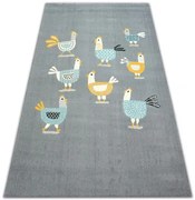 Koberec PASTEL 18413/072 - Sliepočky Kohúty sivý/tyrkys
