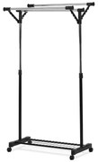 Stojan na šaty s výklopnými rameny, černá barva, kov / plast, chrom