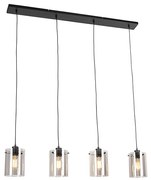 Inteligentné závesné svietidlo čierne s dymovým sklom vrátane 4 Wifi ST64 - Dome