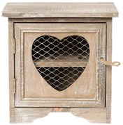 Hnedá drevená skrinka na vajíčka so srdiečkom - 19*14*19 cm