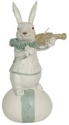 Veľkonočné dekorácie bieleho králika s husľami na vajíčku - 8 * 7 * 17 cm