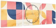 Obraz - Abstrakcia s retro vzormi (s hodinami) (90x30 cm)