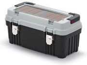 Kufor na náradie s kovovým držadlom a zámkami 54 × 27,8 × 26,9 cm, krabičky, sivá