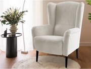 Kreslo ušiak Canto, krémová štruktúrovaná látka%