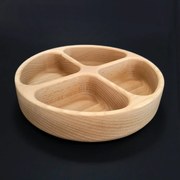 AMADEA Drevená miska guľatá, delená, masívne drevo, 20x4,5 cm