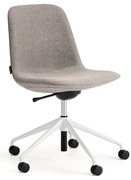 Stolička LANGLEY, nízky sedák, s kolieskami, biela/šedohnedá