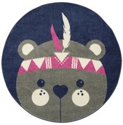 Detský koberec EMILY KIDS 5857A Medvedík indián, tmavosivý / granátový / hnedý