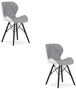 Set dvoch jedálenských stoličiek LAGO ekokoža, sivé / biele / čierne (2 ks)