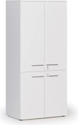 Kancelárska policová skriňa PRIMO WHITE, polené dvere, 800 x 500 x 1781 mm, biela