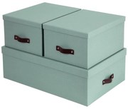 Kartónové úložné boxy s vekom v mentolovej farbe v súprave 3 ks 31x47x15 cm Inge – Bigso Box of Sweden