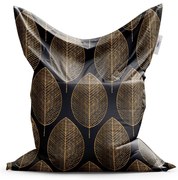 Sedací vak Classic zlaté listy - detský, čierna / zlatá