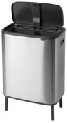 Dotykový oceľový odpadkový kôš na triedený odpad v matne striebornej farbe 60 l Bo Touch Bin Hi – Brabantia