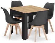 Čierny jedálenský set 1 + 4, stôl MADO ARTISAN 80x80 + stoličky BALI MARK čierna