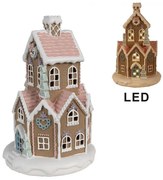 Hnedá svietiaca perníková chalúpka Gingerbread House - Ø 14*22 cm / 3*AAA