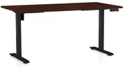 Výškovo nastaviteľný stôl OfficeTech B, 160 x 80 cm, čierna podnož, wenge