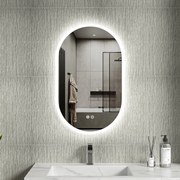 Erga Demi, oválne LED zrkadlo 50x80cm, 3 farby svetla, predné osvetlenie, vyhrievacia podložka proti zapareniu, ERG-V01-Demi-5080-CL