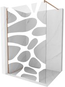Mexen Kioto, sprchová zástena Walk-In 90 x 200 cm, 8mm číre sklo biely vzor, medený matný profil, 800-090-101-65-97