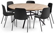 Zostava nábytku VARIOUS + LANGFORD, 1 stôl + 6 stoličiek, čierna/antracit