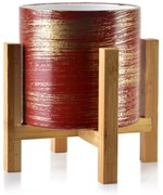 Keramický kvetináč na stojane Ava červeno-zlatý