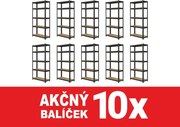 Akcia 10x Regál 180x90x40 cm lakovaný 5-policový, nosnosť 875 kg - čierny