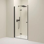Erga Berlin, skladacie sprchové dvere do otvoru 70x195 cm, 6mm číre sklo, čierny profil, ERG-V02-BERLIN-D070-BK