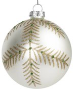 SKLENENÁ VIANOČNÁ BANKA NA STROMČEK SADA 4 KS (FI) 8CM BIELA