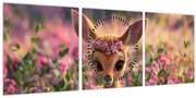 Obraz - Roztomilá srnčeka (s hodinami) (90x30 cm)