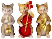 Dekoratívne sošky 3 mačičiek hrajúcich na hudobné nástroje - 14 * 6 * 10 cm