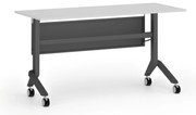 Mobilný stôl PRIMO MOVE, 140x60 cm, čierna podnož, biela