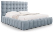 Micadoni Mamaia čalúnená posteľ - Svetlomodrá, Zamat, 140 cm