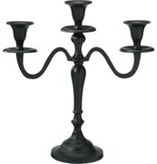 Kovový svietnik 3-ramenný 29x10x30 cm, farba čierna, dekor 1