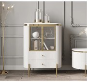 KOMODA GASTON ZLATÉ NOHY + BIELA + SYNTETICKÝ MRAMOR