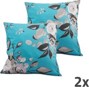 Home Elements Povlak na vankúš, sada 2 ks, modrý, ruže