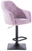 LuxuryForm DESIGN Barová stolička ROMA VELUR na čiernej hranatej podstave - levanduľa
