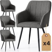 Sada štyroch jedálenských stoličiek LUXANO Lumos zamatové, grafitové / čierne nohy (4 ks)