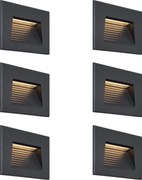 Sada 6 moderných zapustených nástenných svietidiel čierna 11,5 cm vrátane LED IP65 - Trem