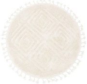 Koberec Berber 7061 Ivory krém Romby 3D, kruh