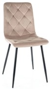SIGNAL MEBLE Jedálenská stolička JERRY VELVET, čierny mat/tmavo béžová bluvel 40