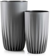 PLASTOVÝ KVETINÁČ STRIPPED SADA 2KS 25X42 CM+30X51,5 CM SIVÁ