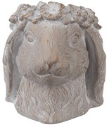 Šedý antik cementový kvetináč hlava králik M - 16*18*18 cm