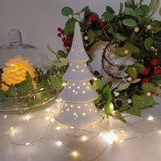 DECOLED Keramický stromček, 11,4 x 8,5 x 23 cm, teplá biela, 2xLR44