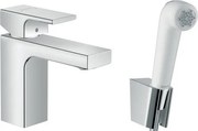 Hansgrohe Vernis Shape, umývadlová batéria 100 s ručnou sprchou Bidette, chrómová, HAN-71216000