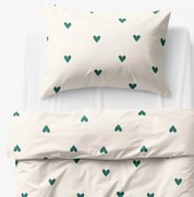 Goldea detské bavlnené obliečky - srdiečka na slonovej kosti 140 x 200 a 70 x 90 cm