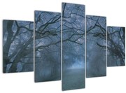 Obraz lesa v hmle (150x105 cm)