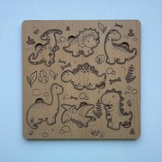 Drevené detské puzzle - Dinosaury - Biela